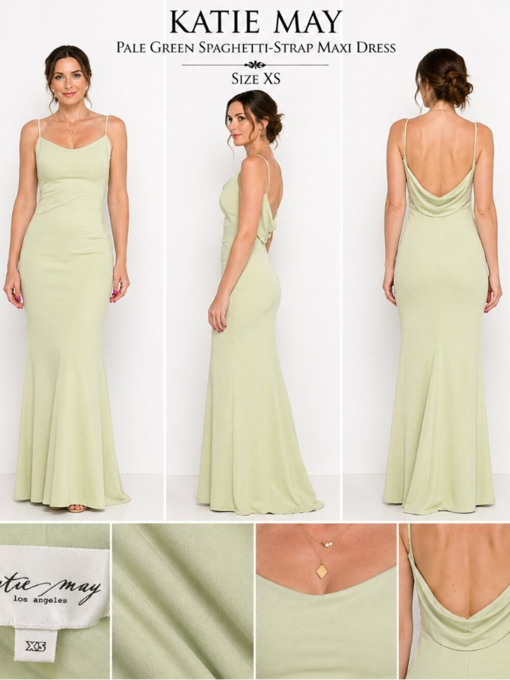 Katie May Pale Green Maxi Slip Dress XS